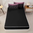 thumbnail image 4 of Erosebridal Sparkling Star Zipper Twin Comforter Sets with Fitted Sheet and 2 Pillowcases,Glitter Curtain Print Zipper Bedding Set,Pink Black,Black Reversible, 4 of 6