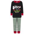 thumbnail image 2 of Burkashear Christmas Family Pajamas Matching Set, Long Sleeve Letters Print T-shirt with Striped Pants Sleepwear Loungewear, 2 of 9