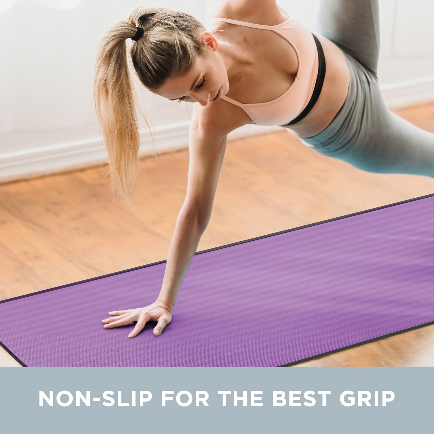 PurAthletics Tapis D'Exercice & De Pilates 1cm avec Bordure