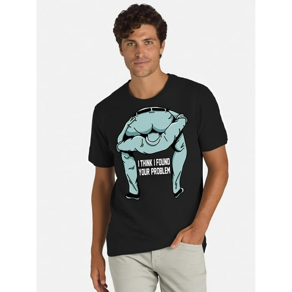 I THINK I FOUND YOUR PROBLEM Print Men's Fashion T-Shirt, Trendy Pure Cotton Top with Short Sleeves, Round Comfortable Collar T-shirt, Super Soft, Refreshing, Lightweight, Casual Summer T-shirt