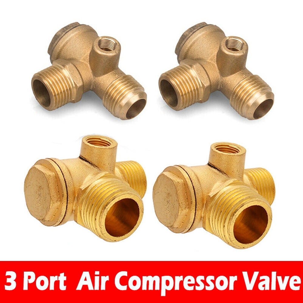 Air Compressor 3-Port Brass Male Threaded Check Valve Connector Practical 