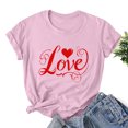 thumbnail image 5 of HaoXianJian Valentine's Day Shirt for Women Heart Print Short Sleeve Crew Neck Sweat Shirts Loose Fits Letter Print Graphic Pullover Tee Tops Casual Girl Friend Gift T Shirt Size 2X 3X, 5 of 5