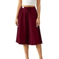 thumbnail image 3 of QATAINLAV Women's Oversized Wide Leg Capri Pants Elastic Waist Drawstrings Casual Linen Capris Summer Leightweight Cropped Trousers Wine XL, 3 of 9