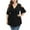 Black, variant on Womens 3/4 Sleeve Boat Neck Tunic Top - Stretch Knit Fabric, Transitional Spring to Summer Office Attire with Cold Shoulder Detail