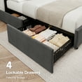 thumbnail image 4 of Full Size Bed Frame with Adjustable Headboard and 4 Storage Drawers, Upholstered Platform Bed Frame with Wooden Slats Support, No Box Spring Needed, 4 of 8