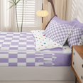 thumbnail image 5 of Manfei Modern Plaid Zipper Full Size Comforter Sets with Fitted Sheet and 2 Pillowcases,Contemporary Checkered Zipper Bedding Set,Purple White,Polkadot Reversible,4pcs, 5 of 8