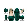 thumbnail image 3 of BLISSFUL STEP Women's Platform Mary Jane Heels Chunky Heel Ankle Strap Faux Velvet Pumps Green 6, 3 of 7