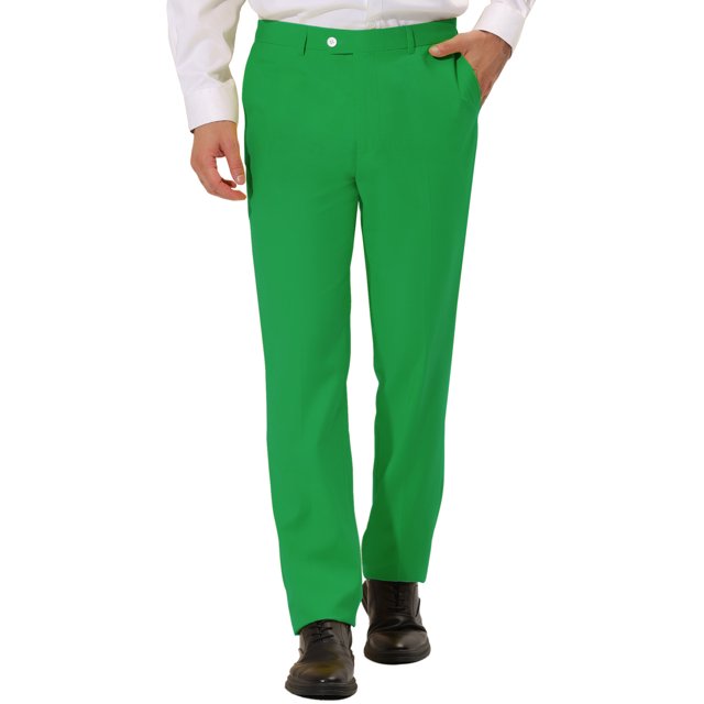 INSPIRE CHIC Pantalon Chino à devant Plat pour Homme, Coupe Droite Décontractée, Extensible et Confortable 36 Vert