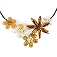 thumbnail image 2 of Wild Flower Bouquet Mother of Pearl and Yellow Agate Choker Wrap Necklace, 2 of 5