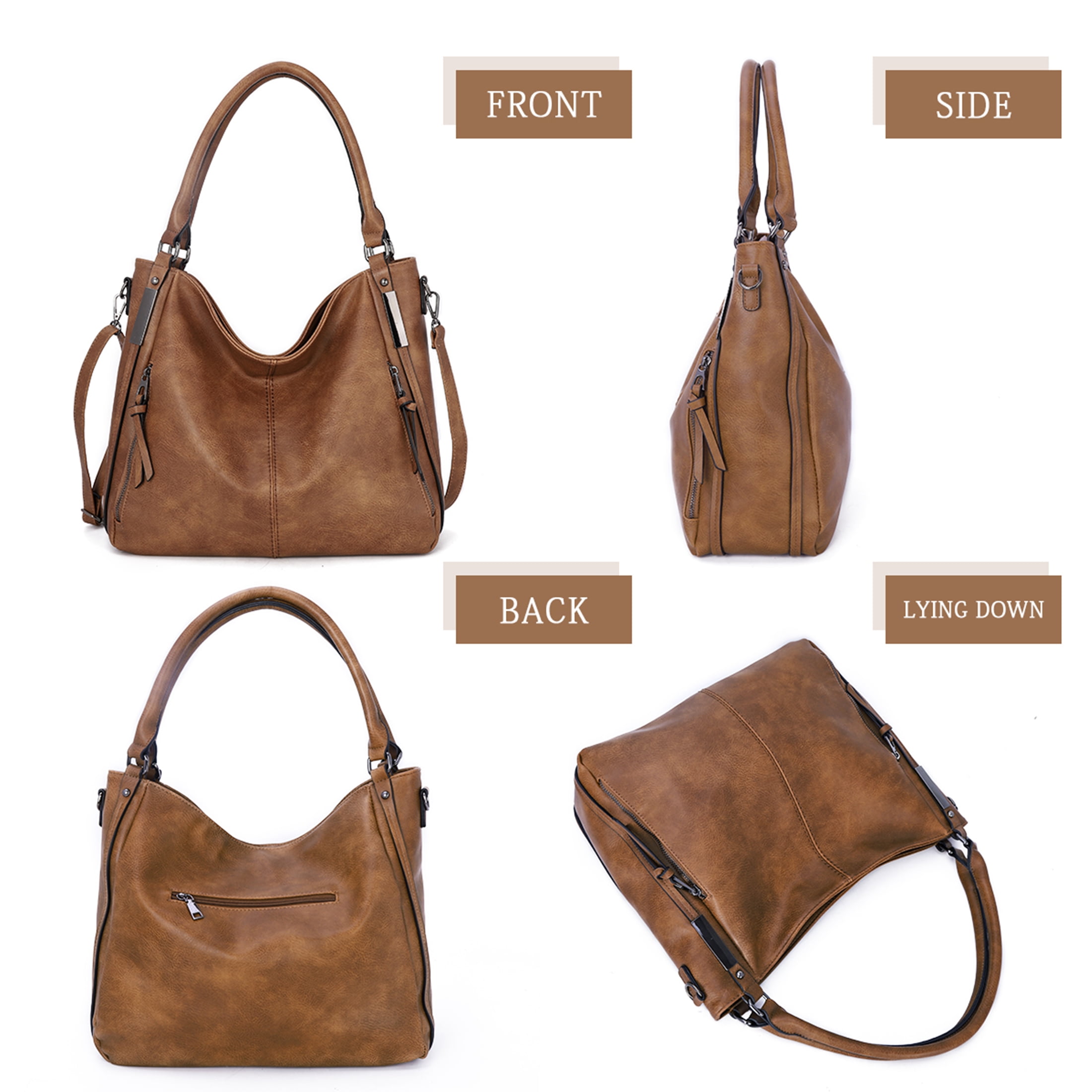 Arcticwind Shoulder Purse Handbag for Women, Hobo Tote Bags, Shoulder bag for Women, Vintage Simple style, wIth small bag & long shoulder stra, Brown style