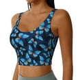 thumbnail image 2 of Goofa Blue Butterfly Printed Sports Bras for Women, High Impact Running Bra Workout Crop Tank Tops Longline Sports Bra Push up-Large, 2 of 9