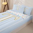 thumbnail image 3 of Homewish Gold T Letter Zipper Twin Comforter Sets with Fitted Sheet and 2 Pillowcases for Girl, Abstract Lines Zipper Bedding Set, Stars Reversible, 4-Piece, 3 of 6