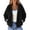 Black, variant on Women's Short Fleece Jacket No Hood Full Zip Warm Outerwear with Side Pockets for Hiking, Travel, Outdoor Camping Red XL