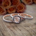 thumbnail image 2 of 2 carat Real Morganite Trio Wedding Ring Bridal Ring Set with One Engagement Ring and 2 Wedding Bands Sterling Silver with 18k Gold Plating, 2 of 5