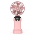 thumbnail image 1 of admirador Ventilador portátil Mini ventilador eléctrico de mano con pantalla LED Soporte de pantalla de batería 5 velocidades de viento ajustables Operación silenciosa Mango plegable Cubierta des, 1 of 8