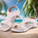 thumbnail image 3 of Sandalias Planas Zapatos de Playa de Verano Confort con Soporte para el Arco para Mujer (37) Beige, 3 of 9
