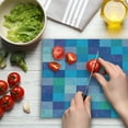 thumbnail image 3 of Sea Animals Cutting Board, Playful Dolphin in Mosaic of Colored Squares Underwater Life Theme, Decorative Tempered Glass Cutting and Serving Board, Large Size, Multicolor, by Ambesonne, 3 of 5