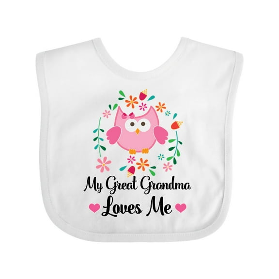 Inktastic My Great Grandma Loves Me Owl Girls Baby Bib