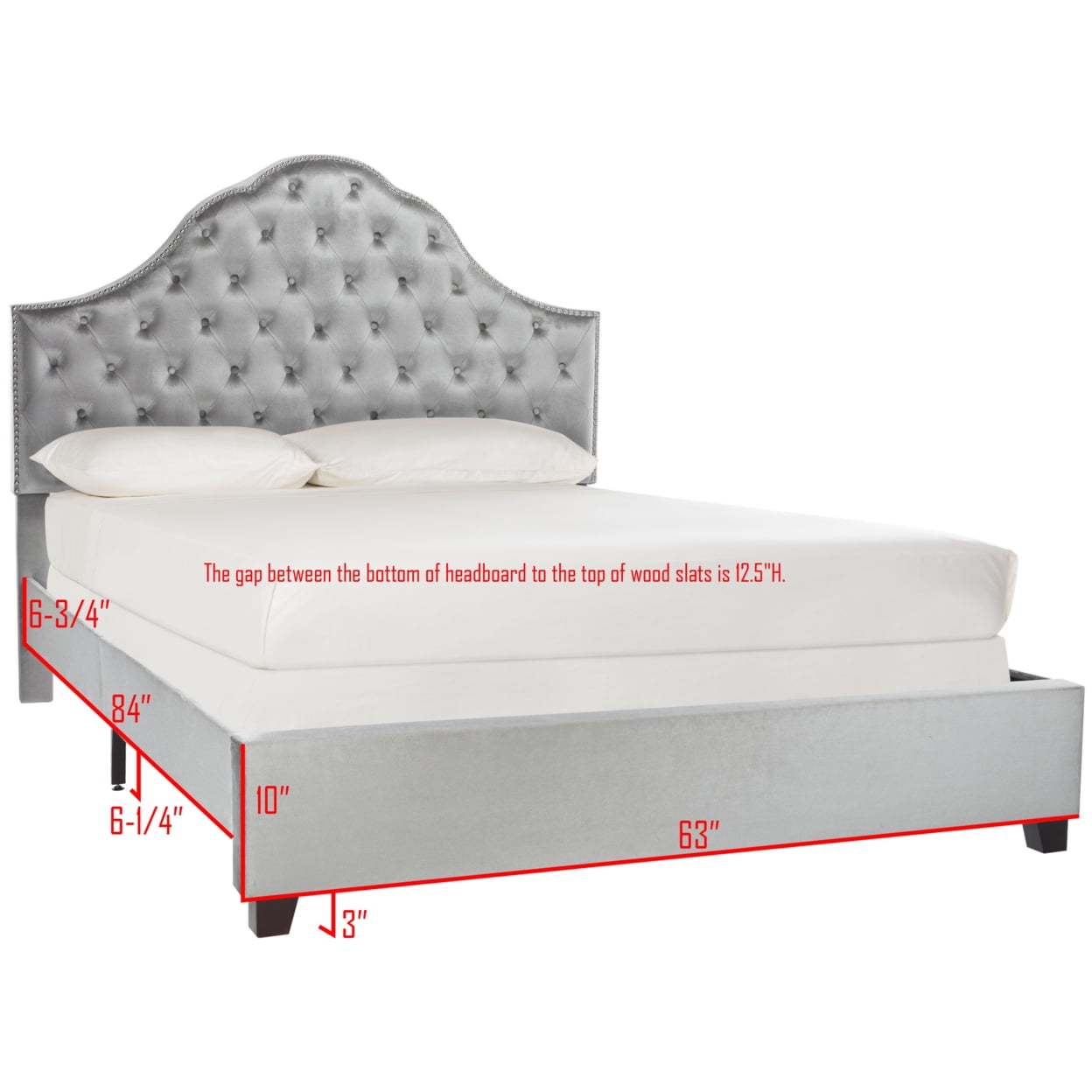 SAFAVIEH Beckham Traditional Tufted Bed, Light Grey