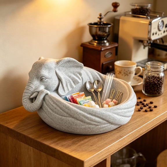 Elephant Head Decorative Storage Bowl, Cute Catchall Tray for Entryway Keys Jewelry, Multifunctional Tabletop Organizer for Bedroom Bathroom, Elephant Shaped Tray for Coffee Table Desk Decor
