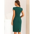 thumbnail image 3 of DARING DIVA V Neck Sheath Cap Sleeves Split Pencil Blouse XL Green, 3 of 6