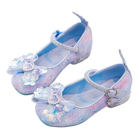 Staki Gold Toddler Shoes Toddler Little Girls Mary Jane Ballerina Flats Shoes Slip-on School Party Dress Shoes Blue,12 Little Kid