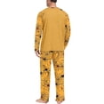 thumbnail image 4 of EANJE Men's Halloween 2 Piece Pajama Set Funny Mummy Cartoon Print Casual Long Sleeve Top & Long Pant Holiday Gift Soft Daily Sleepwear Suit Yellow 3XL, 4 of 5