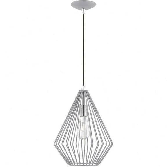 1 Light Pendant in Geometric Style-21 inches Tall and 11.5 inches Wide-Nordic Gray/Polished Chrome Finish Bailey Street Home 218-Bel-4828756