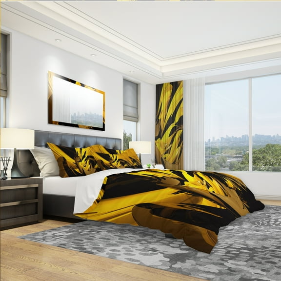 Designart 'Yellow and Grey Mixer' Modern & Contemporary Duvet Cover Set
