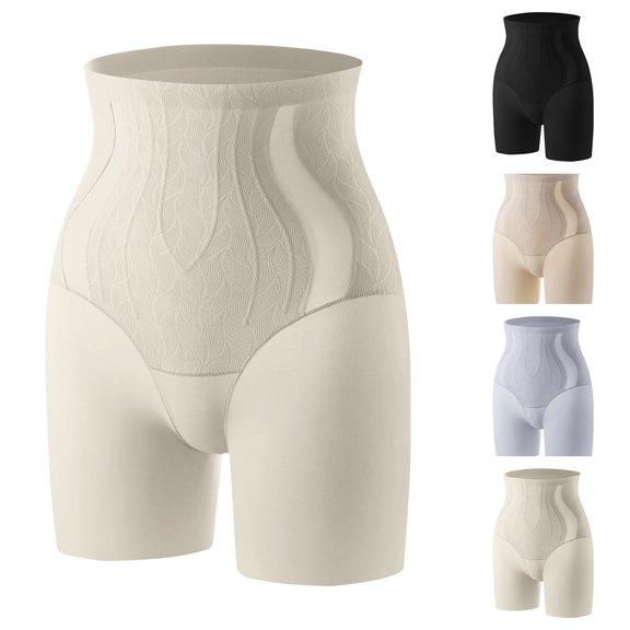 Siminsem Womens High Waisted Butt Lifting Shapewear Shorts Tummy Control Body Shaper Thigh Slimmer Underwear 1PC No Roll Stay in Place for Postpartum Daily Wear,Beige,L