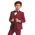 thumbnail image 2 of 5pcs Boys Slim Fit Formal Gentleman Outfits Long Sleeve Suit&Bowtie&Shirt&Pants&Vest, Kids Clothing Set, 2 of 5