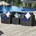 thumbnail image 1 of Costway 3PCS Patio Rattan Wicker Furniture Set Sofa Table W/Cushion Yard Navy, 1 of 10