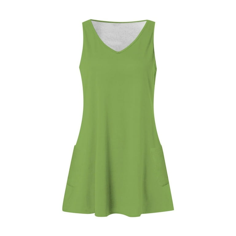 Elvqul Womens Green Dresses Summer Plain with Pockets Boho Casual Graduation Dresses for Juniors Sleeveless - Walmart.com Elvqul Womens Green Dresses Summer Plain with Pockets Boho Casual Graduation Dresses for Juniors Sleeveless - Walmart.com