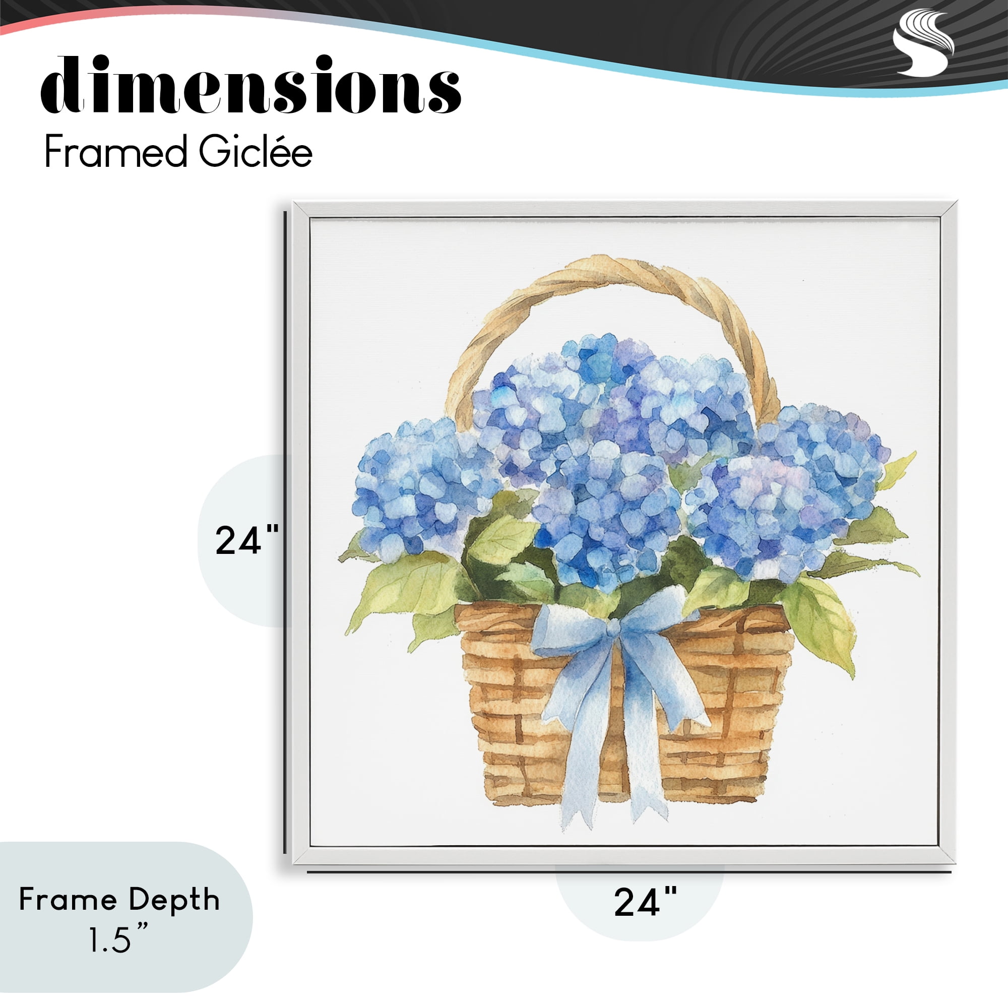 Stupell Industries Pretty Blue Hydrangea Picnic Basket White Framed Giclee Art, design by Petal Prints Design