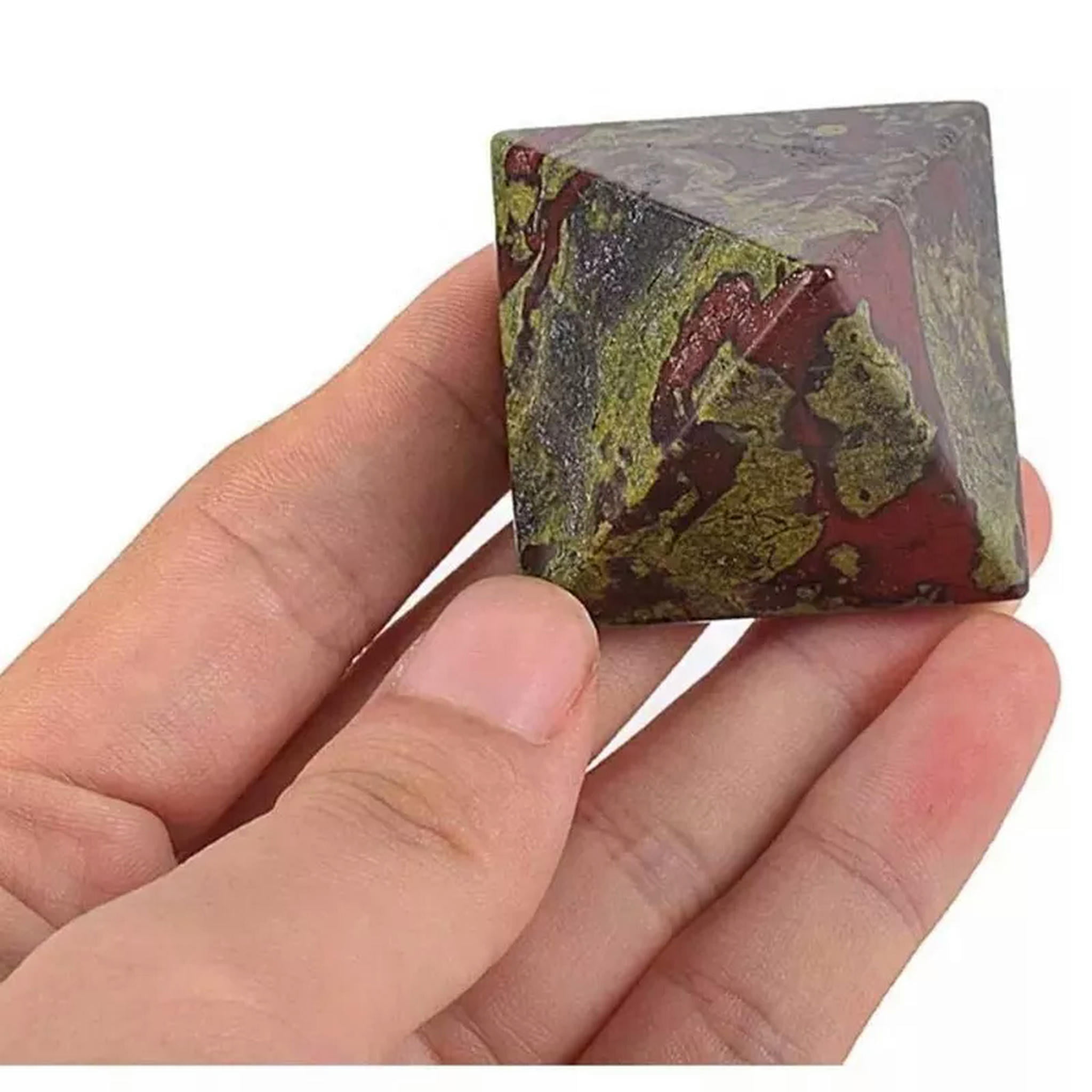EOEMY 5Pcs Natural Dragon Blood Quartz Crystal Pyramid Healing Orgonite Gemstone Tower