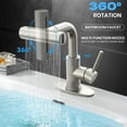 thumbnail image 2 of Brushed Nickel Bathroom Faucet with Sprayer - Brushed Nickel Bathroom Faucets for Sink 1 Hole or 3 Holes, 4 Mode Single Handle Vanity Faucet Waterfall Bathroom Faucet with Pull Down Sprayer, 2 of 15