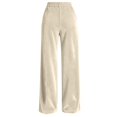 thumbnail image 2 of JUUNthy Womens Wide Leg Dress Pants, with Pockets Flat Front Button High Waist Velvet Office Business Palazzo Trousers Burgundy S, 2 of 16