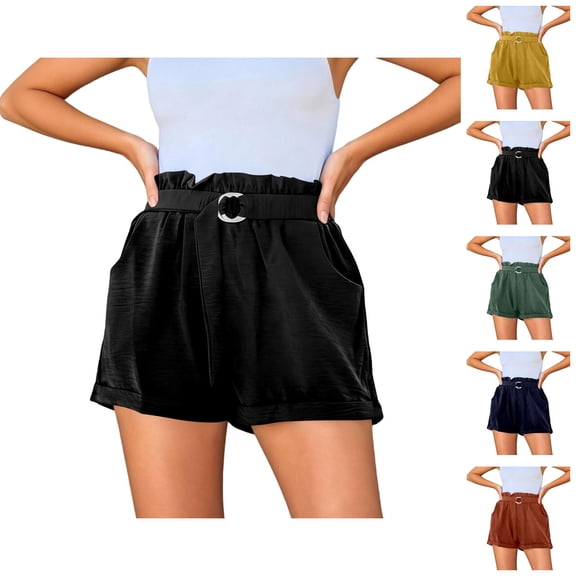 Casual Shorts for Women Elastic High Waist Loose Lightweight Waistband Summer Shorts with Pockets