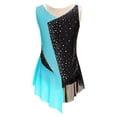 thumbnail image 3 of TSSOE Girls Kids Sequins Figure Ice Skating Dress Costume Sleeveless Ballet Dance Leotard with Mesh Tutu Skirt Blue Green 10, 3 of 7