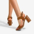 thumbnail image 3 of BURUDANI Women's High Chunky Heels Square Toe Block Ankle Strap Dress Comfort Sandals, 3 of 8