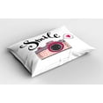 thumbnail image 2 of Ambesonne Camera Pillow Sham 2 Pack, Smile Typography Romantic, 26"x20", Hot Pink Black White, 2 of 3