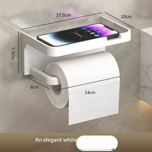1 portarrollos de papel higiénico for baño, estante grueso sin perforaciones, soporte for papel de cocina, estante de almacenamiento for teléfono móvil