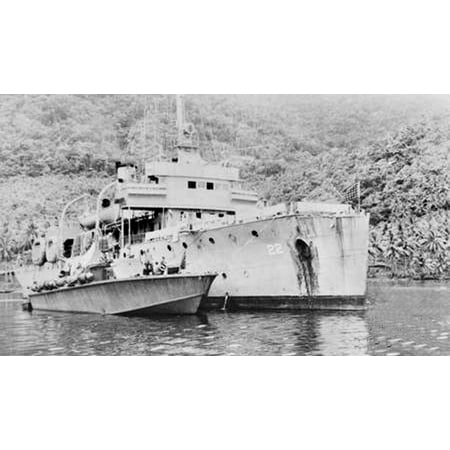 Elco Pt Boat LAMINATED POSTER A U.S. Navy Elco PT boat anchored, at Kona Kope, next to the Asheville class patrol gunboat, USS Tul Poster Print 24 x 36 ()