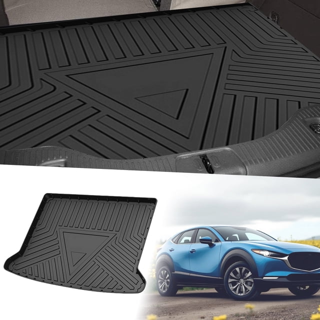 Unique Bargains Flat Face Cargo Liner Rear Trunk Mat Trunk Cargo Luggage Boot Tray Mat Stripes and Triangles Pattern for Mazda CX-30 2020-2025 Anti-Slip