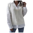 thumbnail image 1 of Chandail Sans Manches Tricoté Col en V Automne Hiver pour Femmes, Mode Décontractée Chaude, 1 of 4