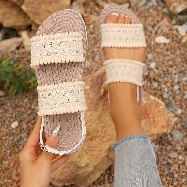 MKLEKYY Sandalias de Tela de Verano para Mujer, Sandalias de Punta Abierta, Zapatos Casuales y Cómodos