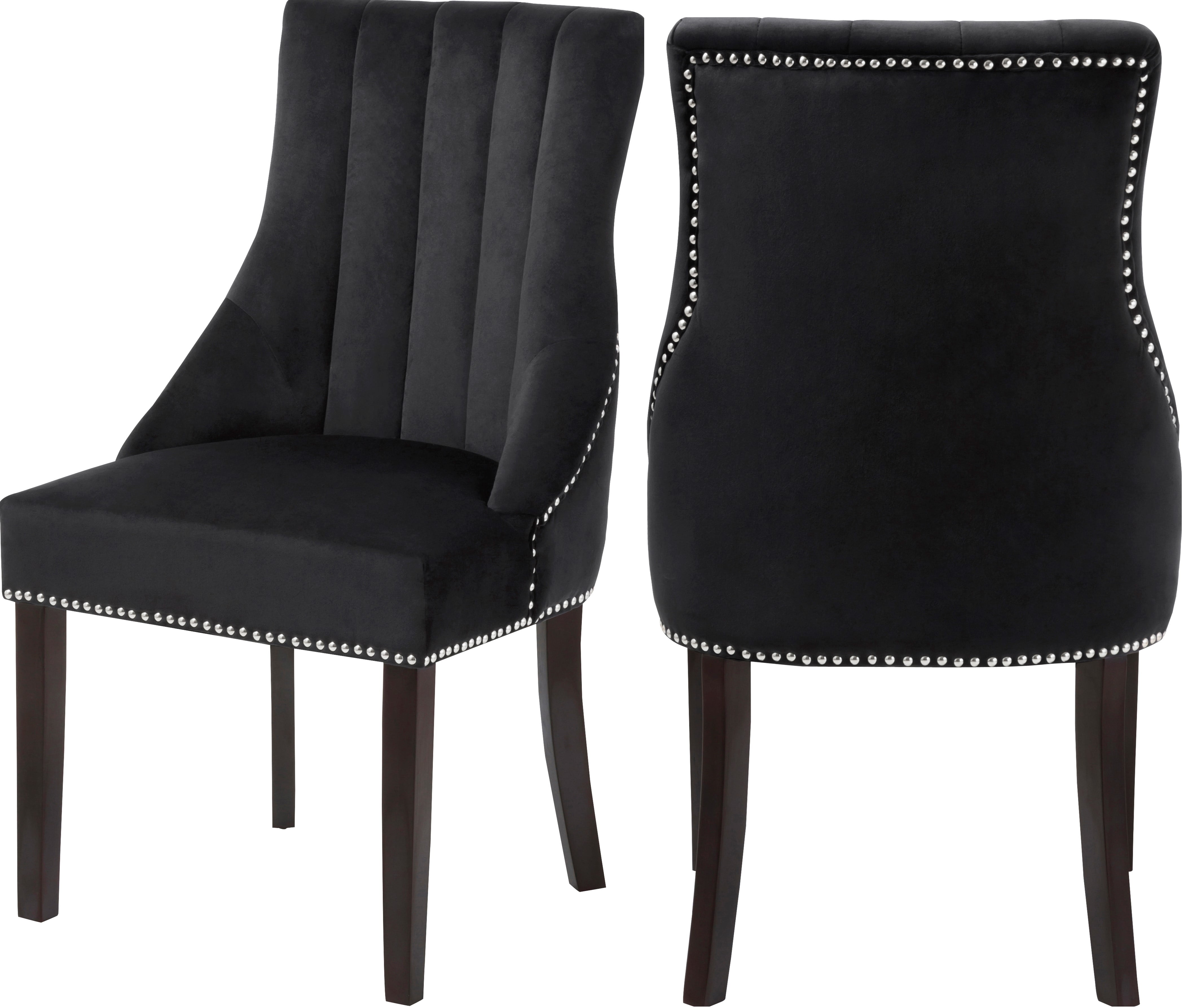 Oxford Black Velvet Dining Chair, Set of 2-Color:Black Velvet,Style