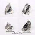 thumbnail image 2 of Guodhu 4PCS Retro Vintage Cocktail Statement Wide Band Ring Set Black Marcasite & Crystal Rings for Women Antique Silver Big Black Onyx Stone Ring, 2 of 7
