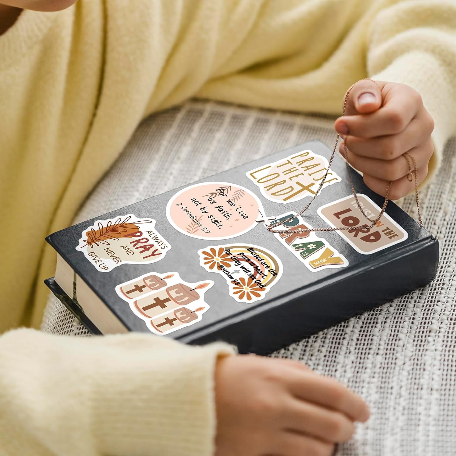 200PCS Boho Christian Stickers, Bible Verse Jesus Faith Stickers (Waterproof Vinyl) for Scrapbook Journal Bottle, Religious Supplies & Christian Gift for Kids Women