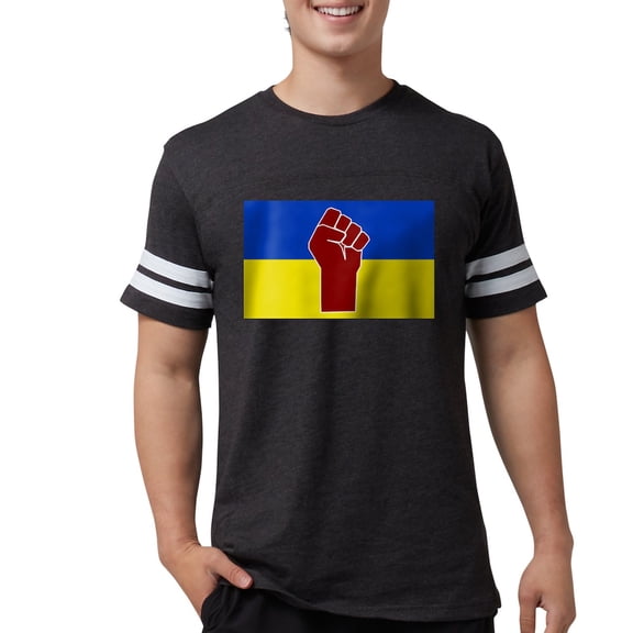 CafePress - Ukrainian Flag With Fist T Shirt - Mens Football Shirt